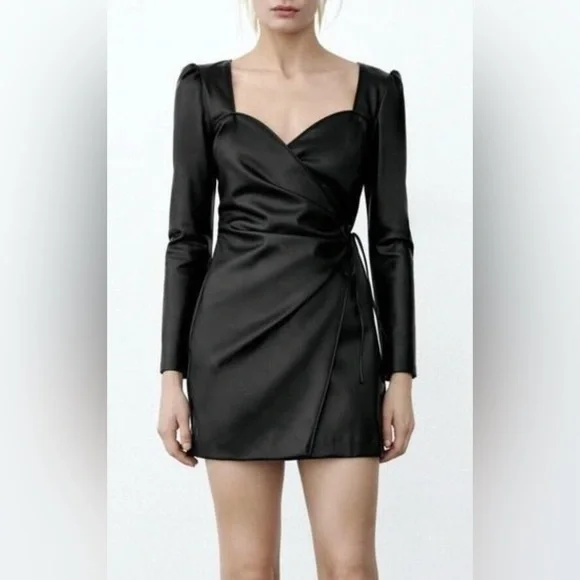 chinese dress ladies Zara Brown Faux Leather Midi Secretary Dress Large Sheath Dress – Cougar  Vintage Shop main image 0